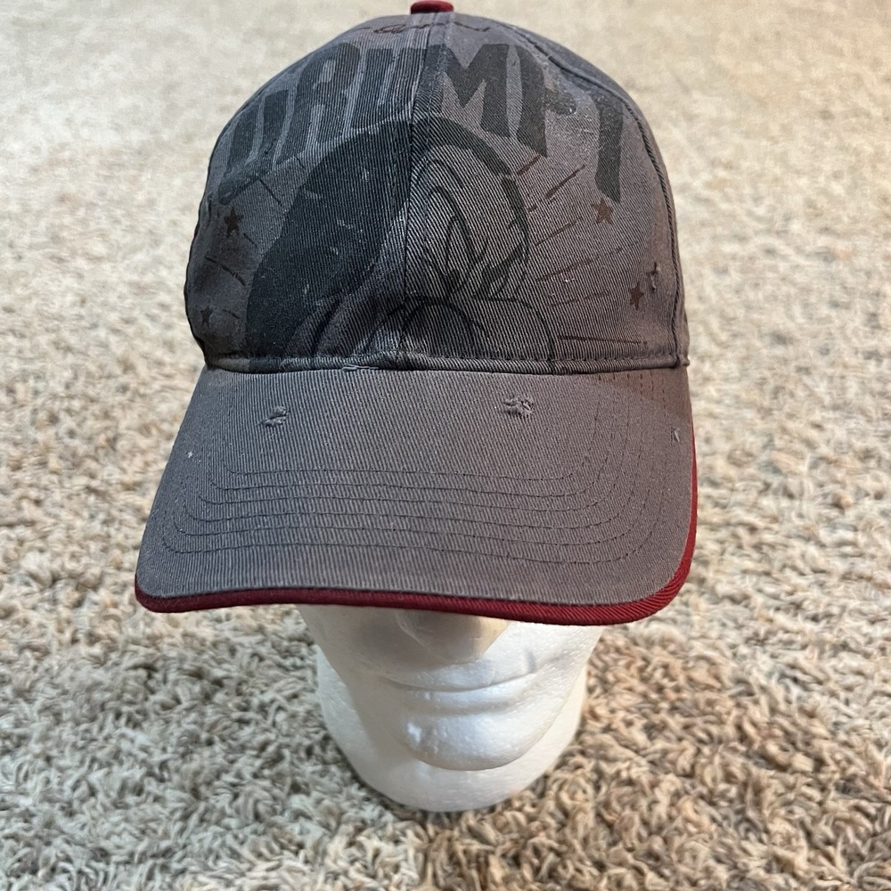 Disney Parks Grumpy Hat Baseball Cap 7 Dwarfs Gray & Red Adjustable Strap Back